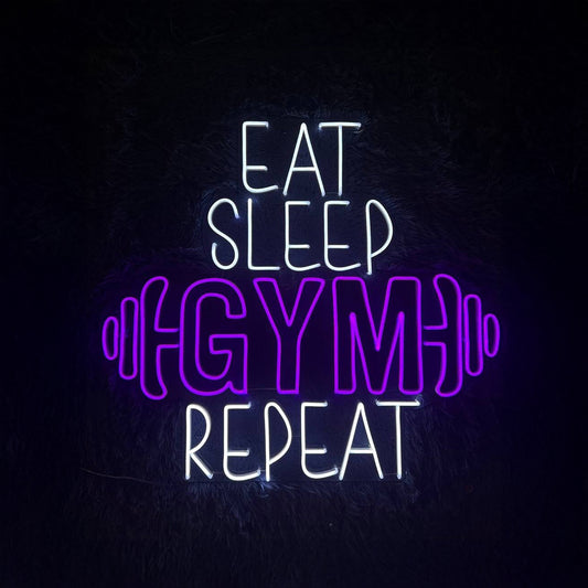 Eat Sleep Gym Repeat Led Sign