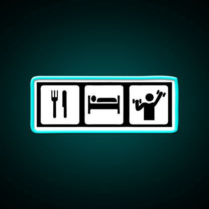 Eat Sleep Lift Gym Fitness Led Neon Sign Rgb Color - Size and dimension reference