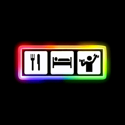 Eat Sleep Lift Gym Fitness Led Neon Sign Rgb Color - LED neon sign close-up detail