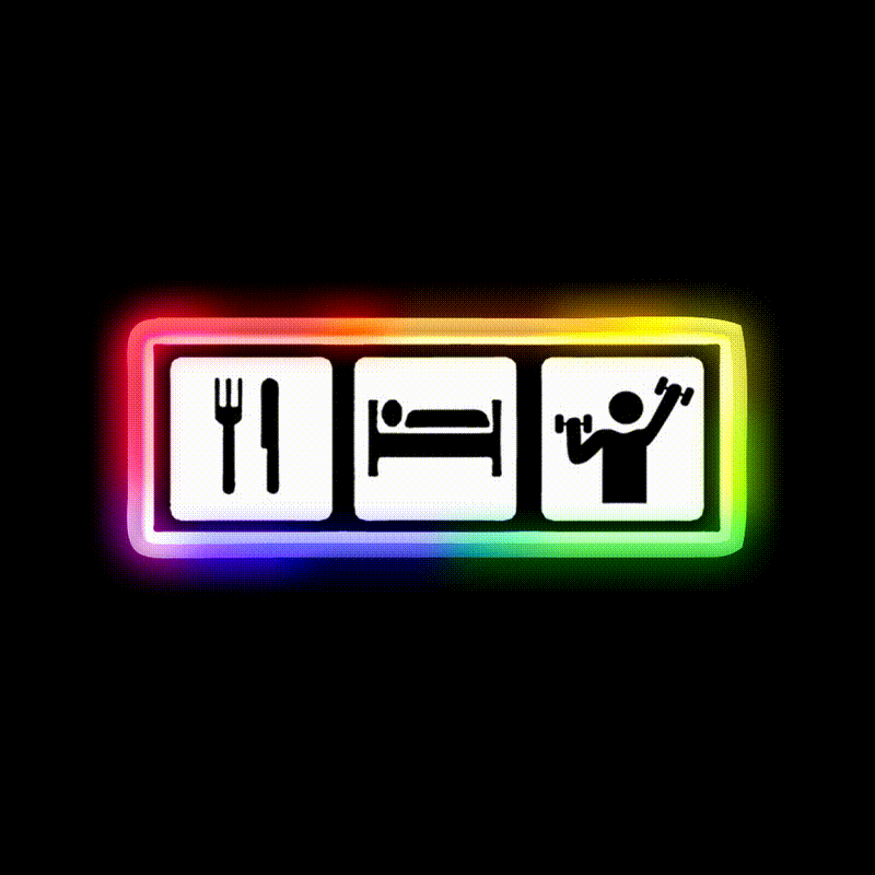 Eat Sleep Lift Gym Fitness Led Neon Sign Rgb Color - LED neon sign close-up detail