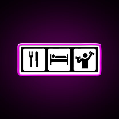 Eat Sleep Lift Gym Fitness Led Neon Sign Rgb Color - Neon sign mounted on wall in room