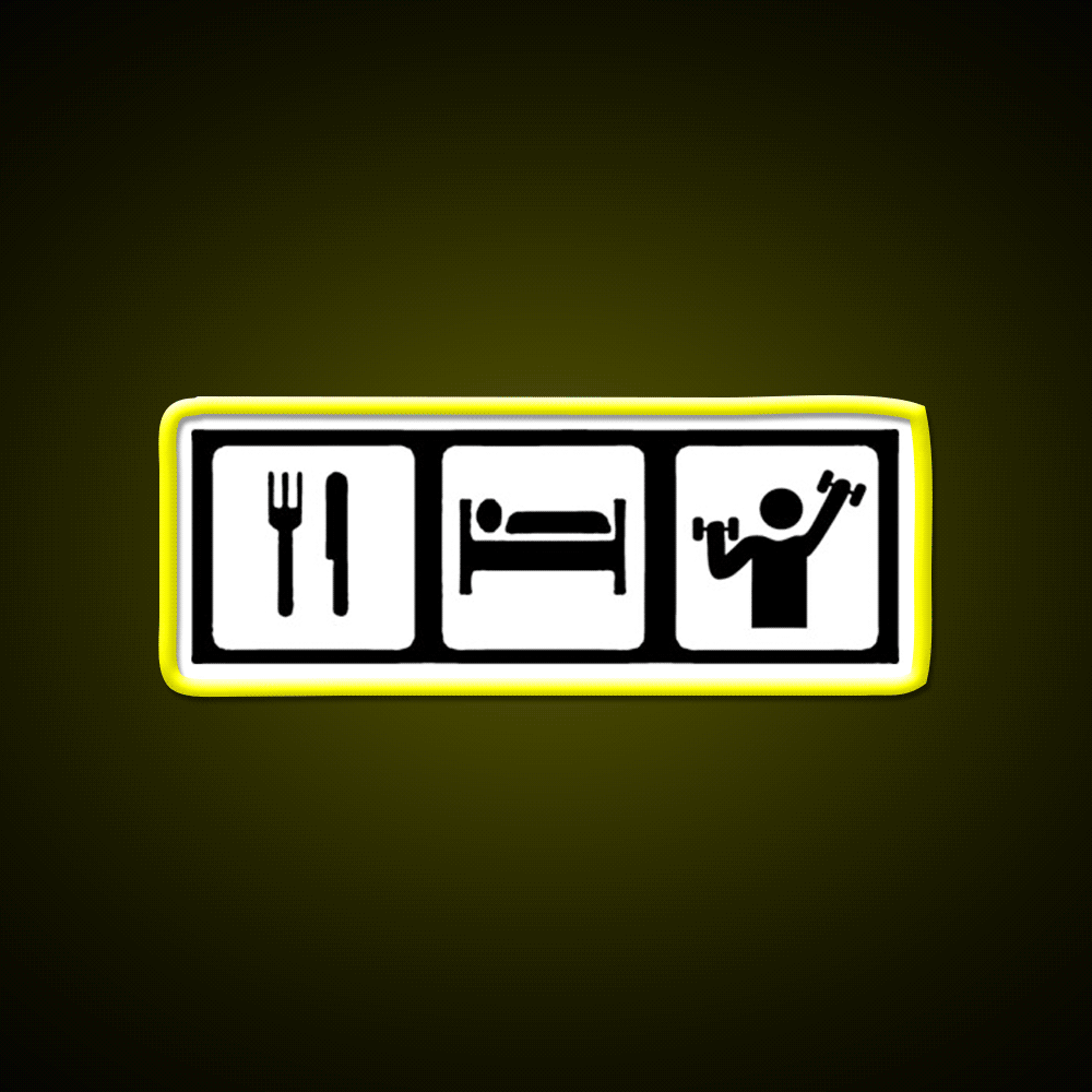Eat Sleep Lift Gym Fitness Led Neon Sign Rgb Color - Custom LED neon sign front view