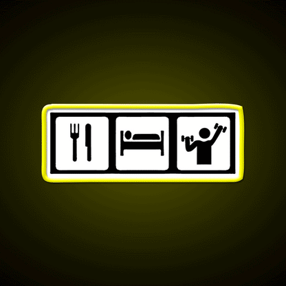 Eat Sleep Lift Gym Fitness Led Neon Sign Rgb Color - Custom LED neon sign front view