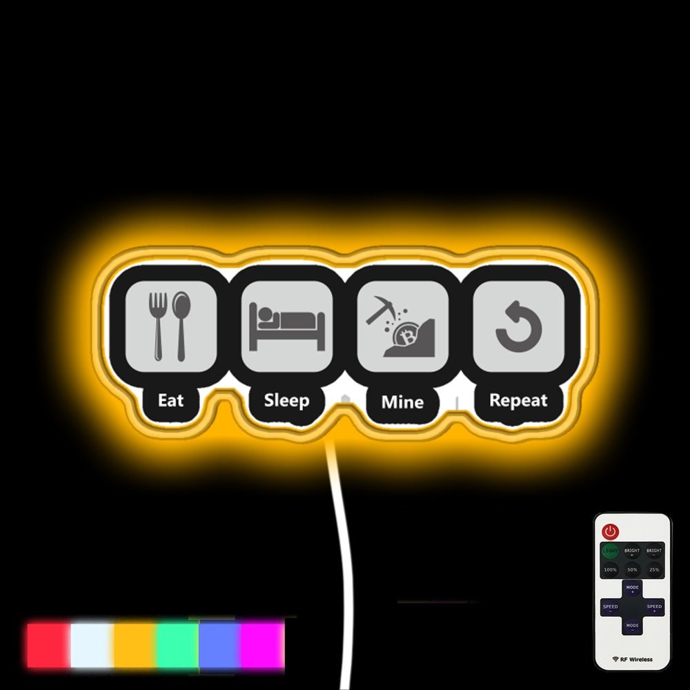 Eat Sleep Mine Repeat For Bitcoin Miners Led Neon Sign - Shineneon