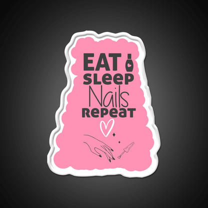 Eat Sleep Nails Repeat Funny Nail Salon Led Neon Sign Rgb Color - Shineneon