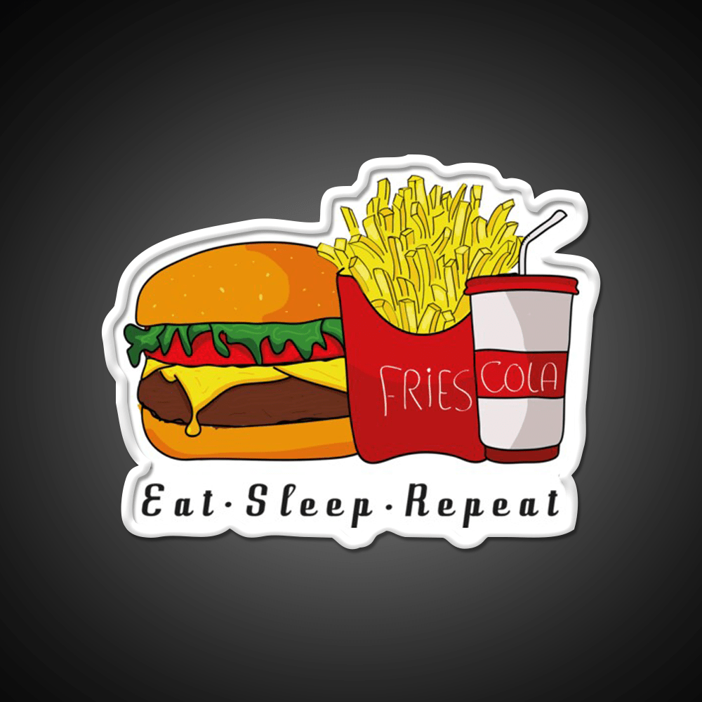 Eat Sleep Repeat Fast Food Led Neon Sign For Burger Place Rgb Color - Shineneon