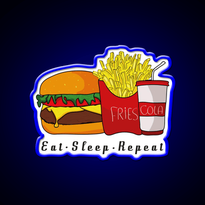Eat Sleep Repeat Fast Food Led Neon Sign For Burger Place Rgb Color - Shineneon