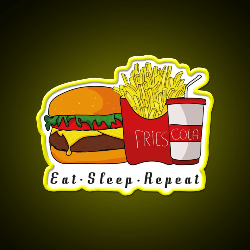 Eat Sleep Repeat Fast Food Led Neon Sign For Burger Place Rgb Color - Shineneon