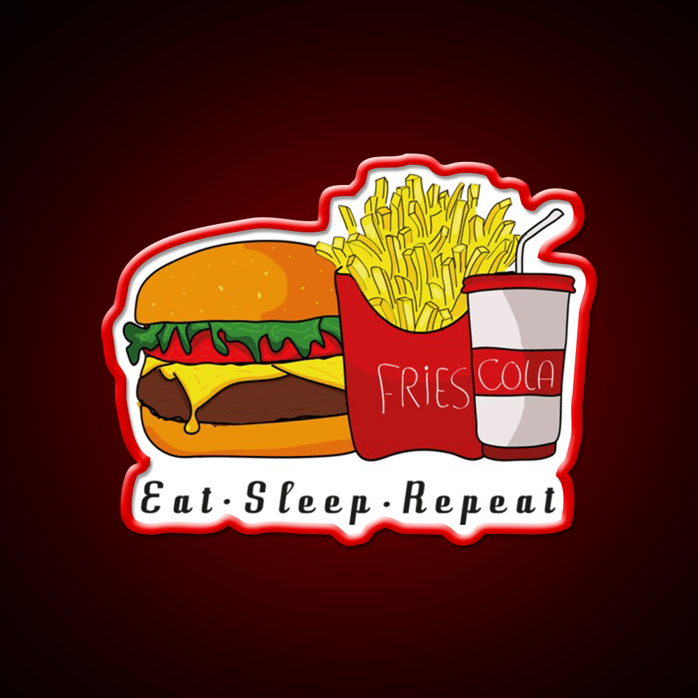 Eat Sleep Repeat Fast Food Led Neon Sign For Burger Place Rgb Color - Shineneon