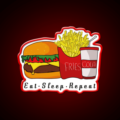 Eat Sleep Repeat Fast Food Led Neon Sign For Burger Place Rgb Color - Shineneon