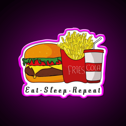 Eat Sleep Repeat Fast Food Led Neon Sign For Burger Place Rgb Color - Shineneon