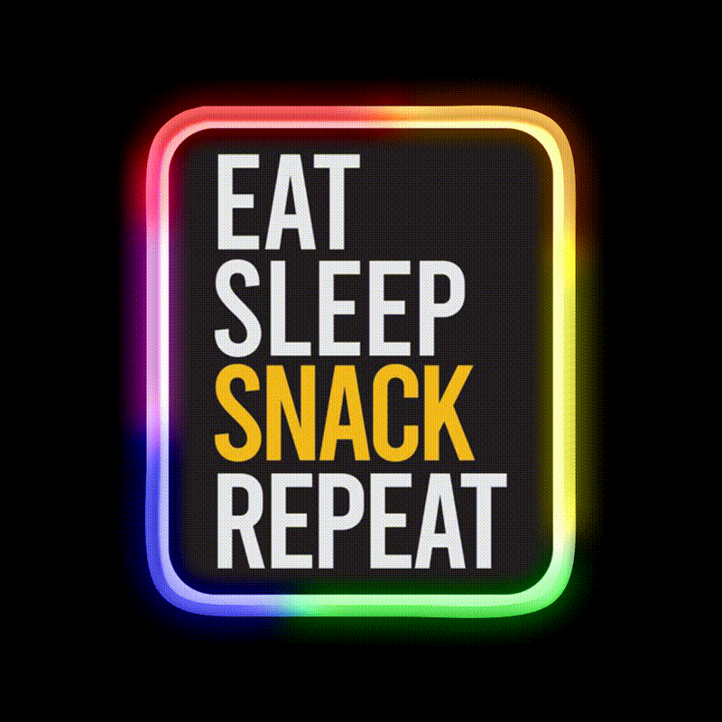 Eat Sleep Snack Repeat Snack Food Led Neon Sign Rgb Color - LED neon sign close-up detail