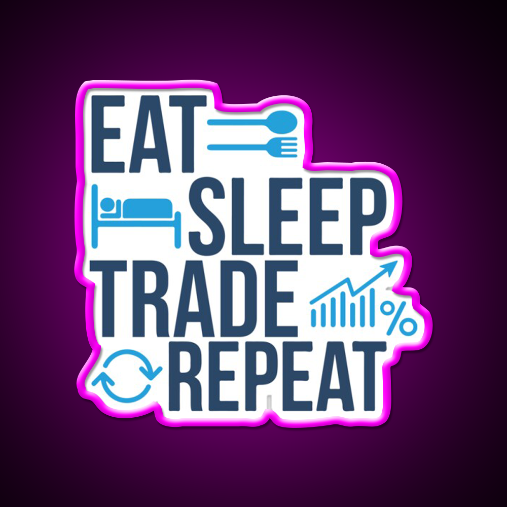 Eat Sleep Trade Repeat Beer Bar Decor Led Neon Sign Rgb Color - Neon sign mounted on wall in room