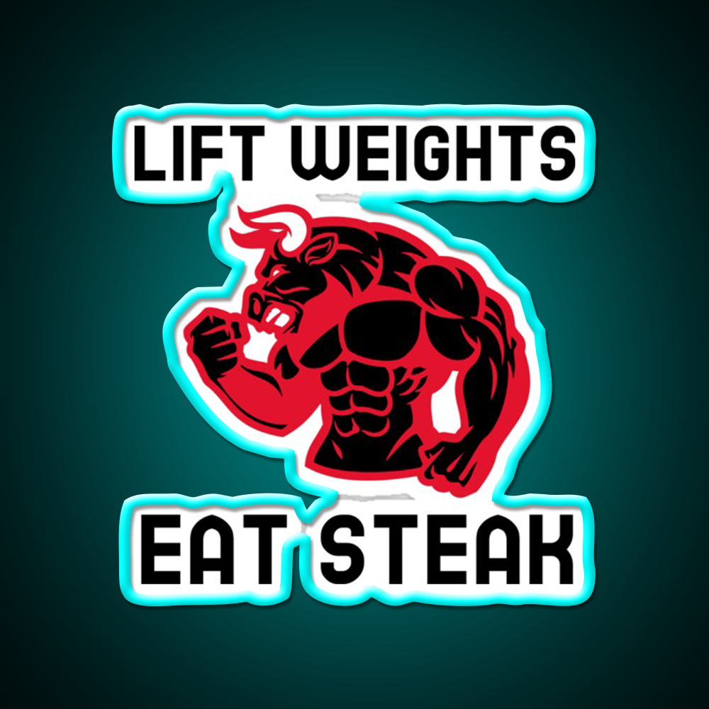 Eat Steak Gym Fitness Led Neon Sign Rgb Color - Size and dimension reference