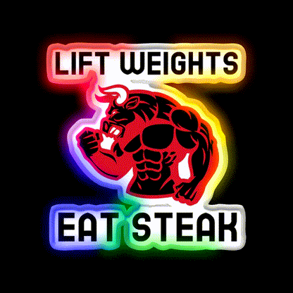 Eat Steak Gym Fitness Led Neon Sign Rgb Color - LED neon sign close-up detail