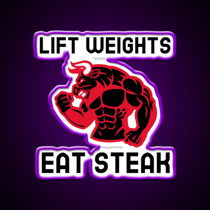 Eat Steak Gym Fitness Led Neon Sign Rgb Color - Shineneon