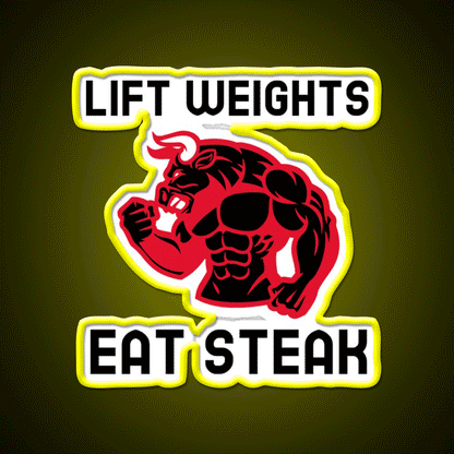 Eat Steak Gym Fitness Led Neon Sign Rgb Color - Custom LED neon sign front view