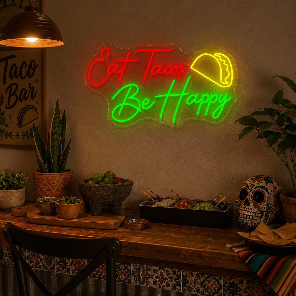 Eat Tacos Be Happy LED Neon Sign - Shineneon