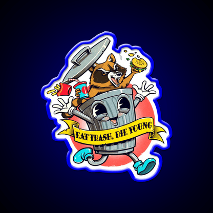 Eat Trash Die Young Cartoon Fast Food Led Neon Sign For Burger Place Rgb Color - Shineneon