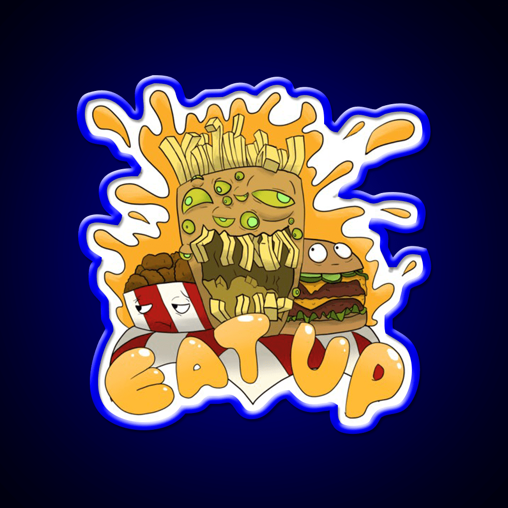 Eat Up Fast Food Led Neon Sign For Burger Place Rgb Color - Shineneon