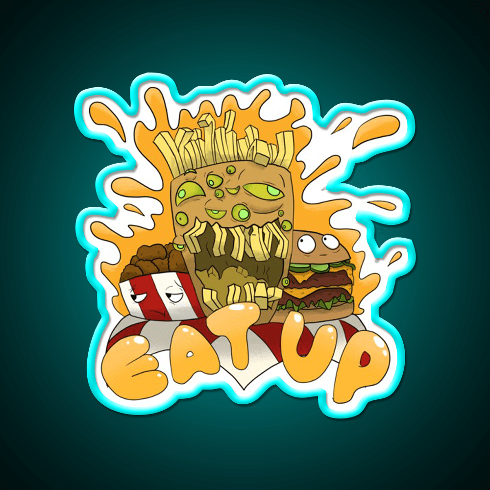 Eat Up Fast Food Led Neon Sign For Burger Place Rgb Color - Shineneon