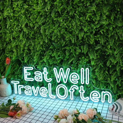Eat Well Travel Often Blue Led Neon Sign - Shineneon