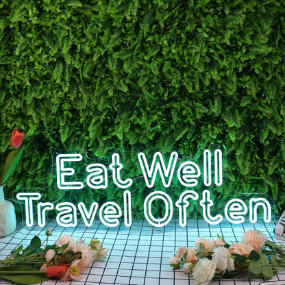 Eat Well Travel Often Blue Led Neon Sign - Shineneon