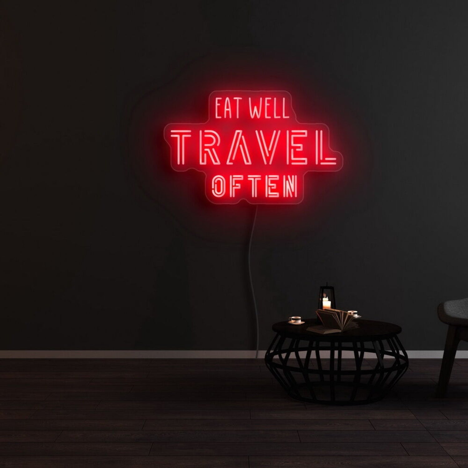 Eat Well Travel Often Led Neon Sign For Travel Enthusiasts And Food Lovers | Shineneon