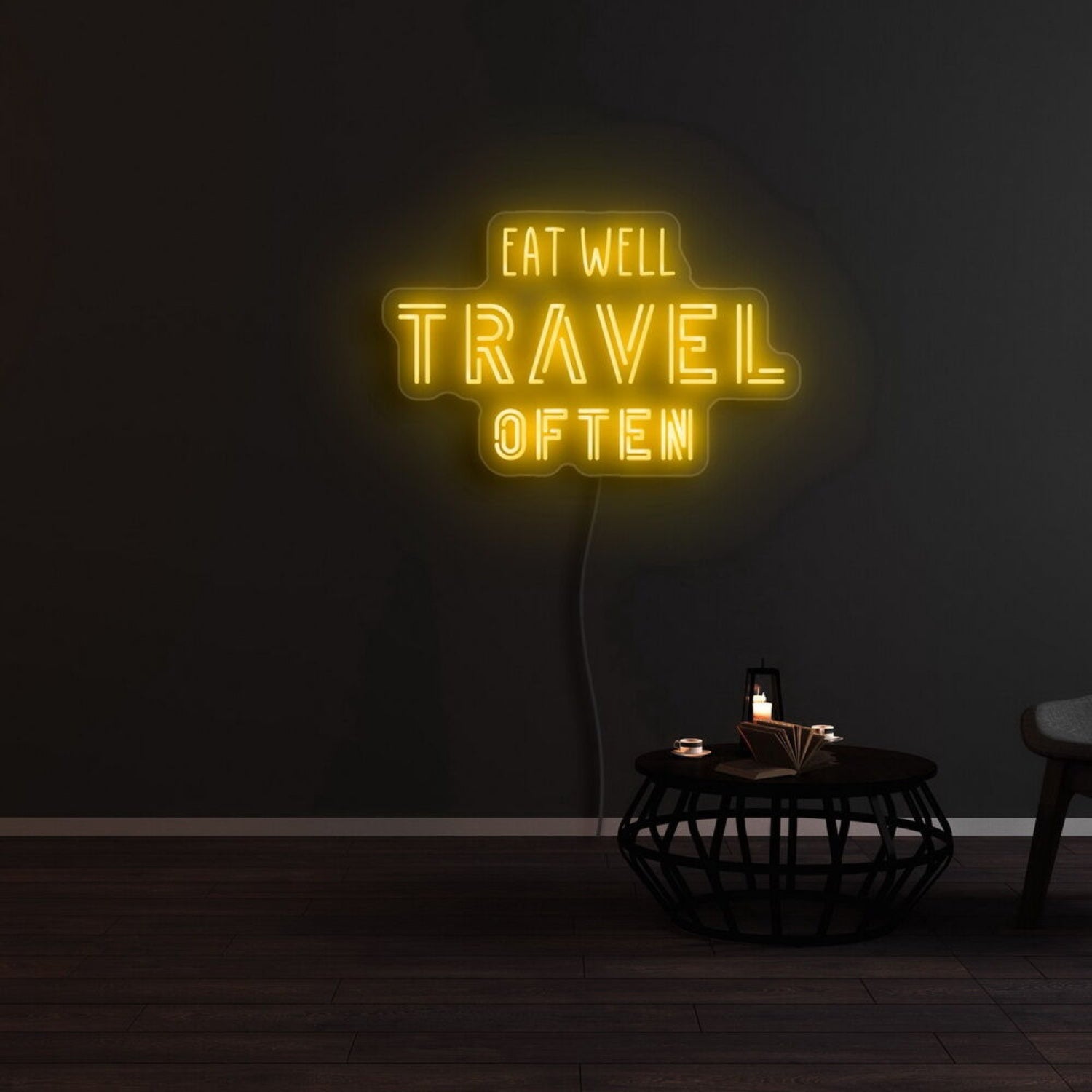 Eat Well Travel Often Led Neon Sign For Travel Enthusiasts And Food Lovers | Shineneon