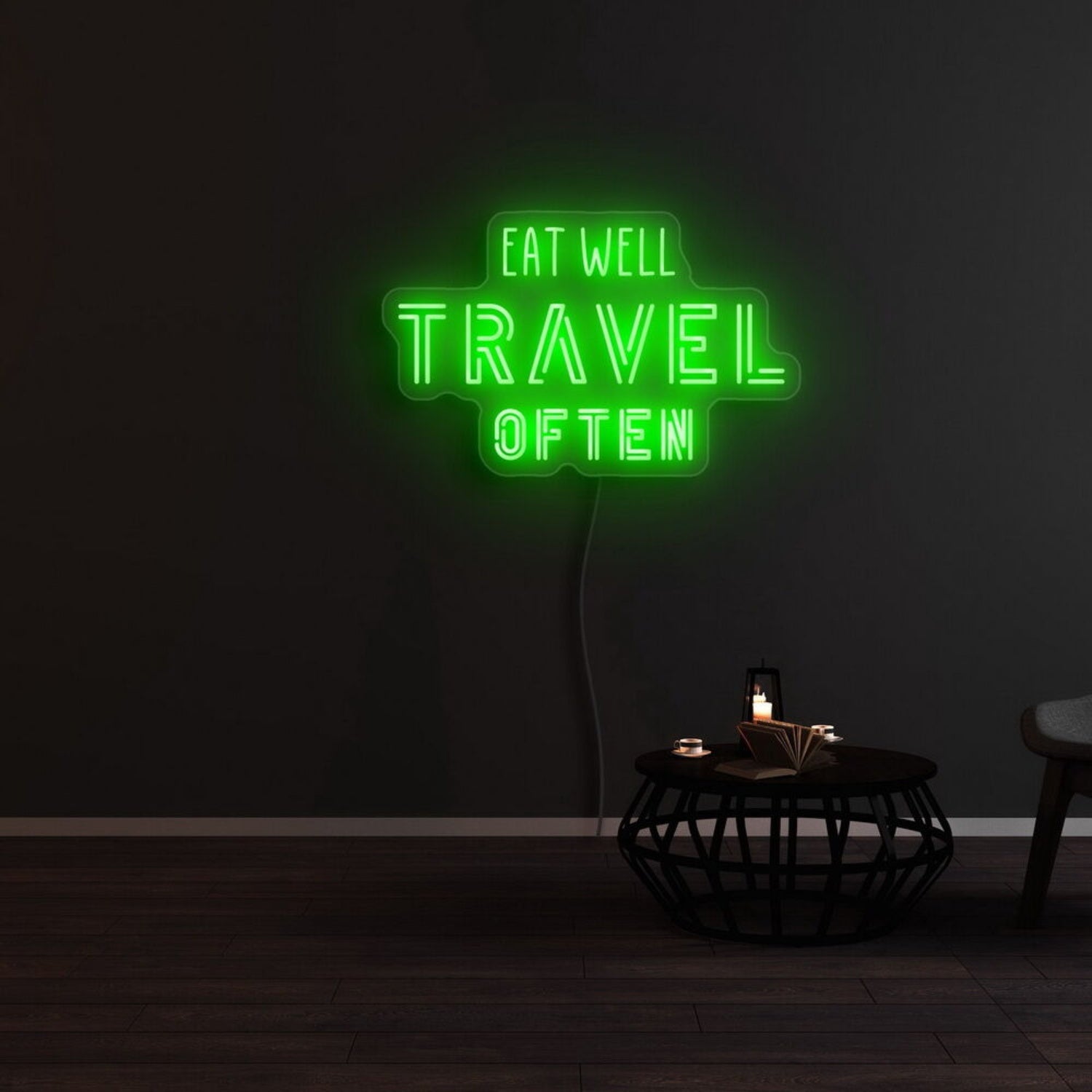 Eat Well Travel Often Led Neon Sign For Travel Enthusiasts And Food Lovers | Shineneon