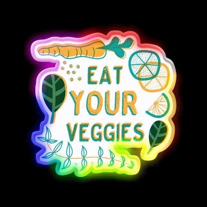 Eat Your Veggies Snack Food Led Neon Sign Rgb Color