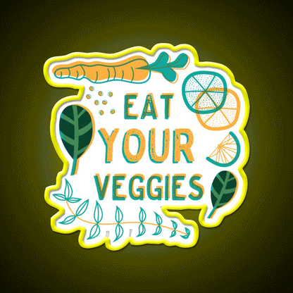 Eat Your Veggies Snack Food Led Neon Sign Rgb Color - Custom LED neon sign front view