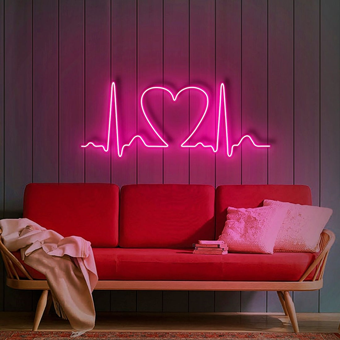 Ecg Waves With Love Hart Led Sign Business Neon Sign