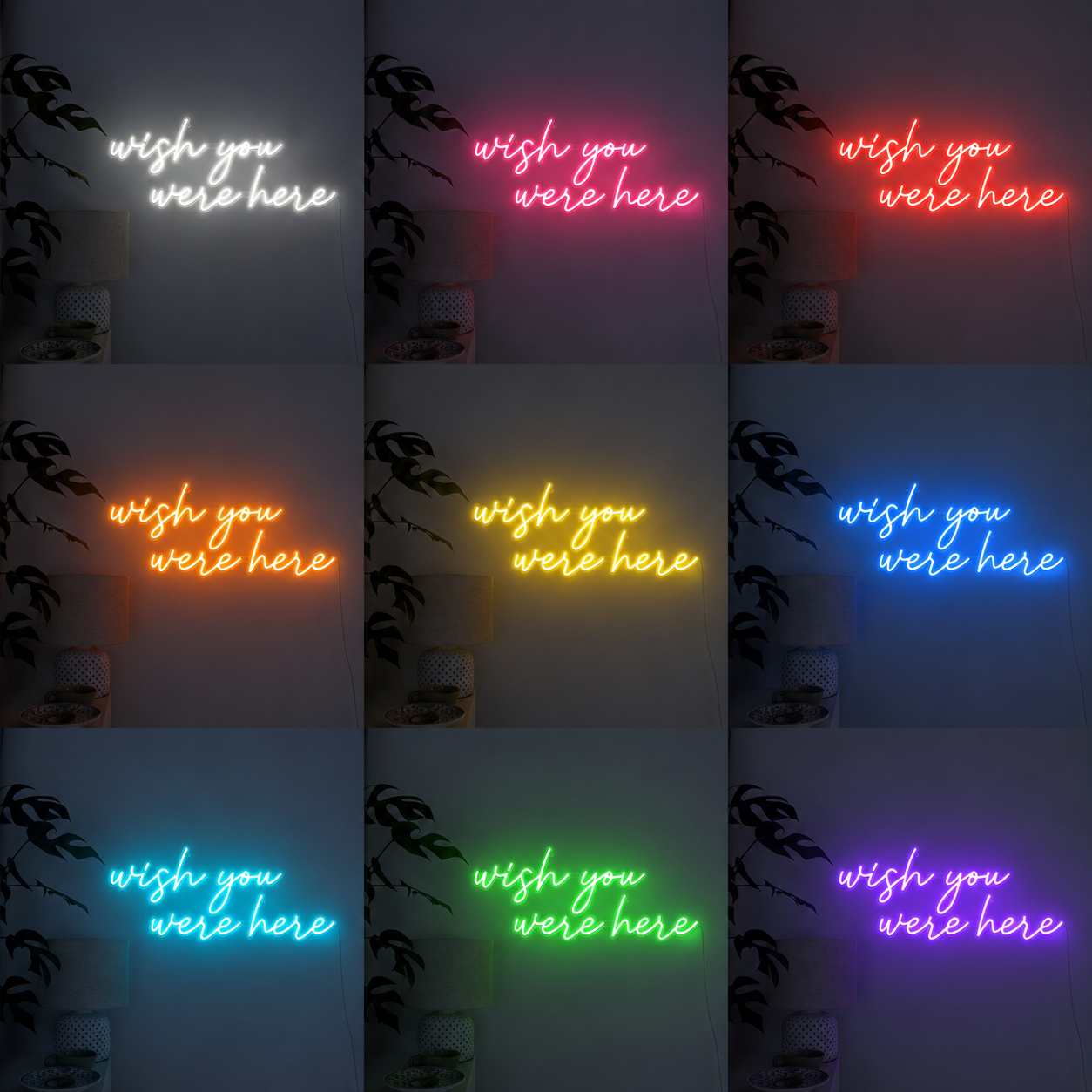 Echo Wish You Were Wall Living Room LED Neon Sign color grid