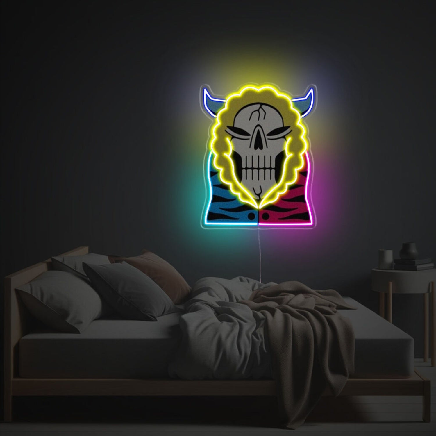 Eclectic Skull Man With Red And Blue Coat Led Neon Acrylic Artwork | Shineneon