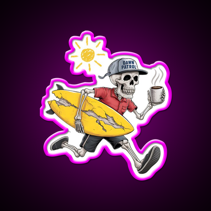 Edgy Skeleton Surf Beach Stuff Vibes Cafe Led Neon Sign Espresso Bar Art Rgb Color