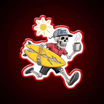 Edgy Skeleton Surf Beach Stuff Vibes Cafe Led Neon Sign Espresso Bar Art Rgb Color