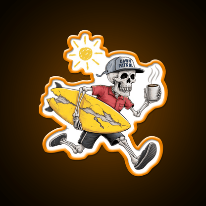 Edgy Skeleton Surf Beach Stuff Vibes Cafe Led Neon Sign Espresso Bar Art Rgb Color - Shineneon