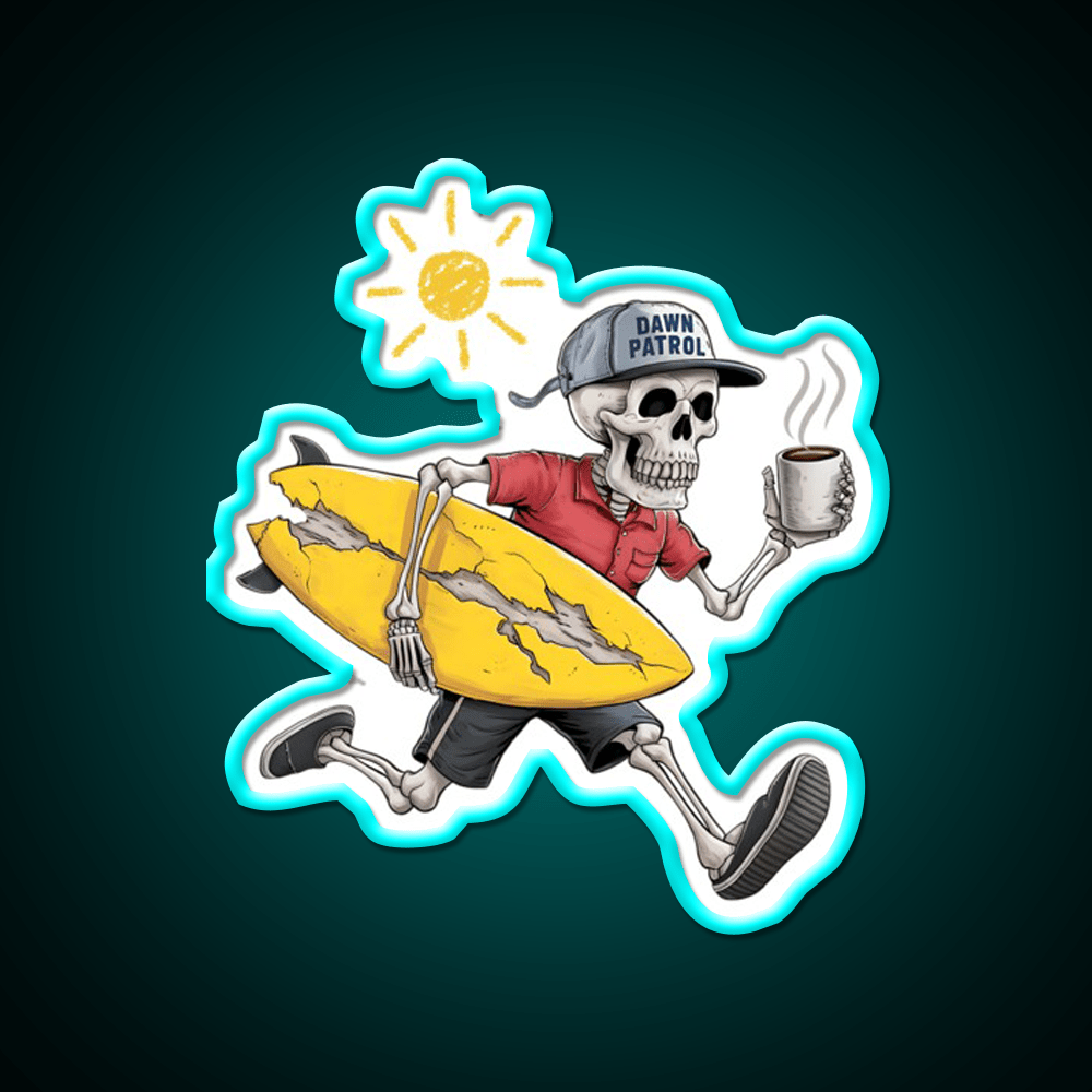Edgy Skeleton Surf Beach Stuff Vibes Cafe Led Neon Sign Espresso Bar Art Rgb Color - Shineneon