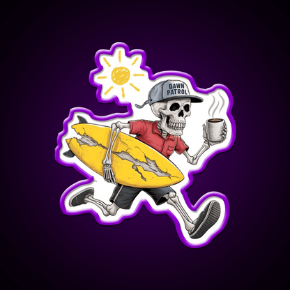 Edgy Skeleton Surf Beach Stuff Vibes Cafe Led Neon Sign Espresso Bar Art Rgb Color - Shineneon