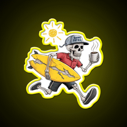 Edgy Skeleton Surf Beach Stuff Vibes Cafe Led Neon Sign Espresso Bar Art Rgb Color