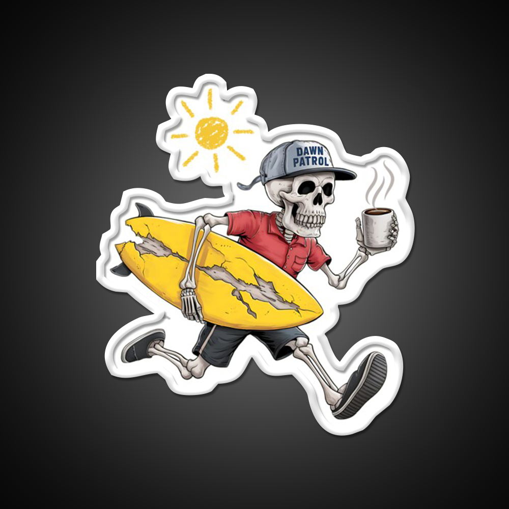 Edgy Skeleton Surf Beach Stuff Vibes Cafe Led Neon Sign Espresso Bar Art Rgb Color