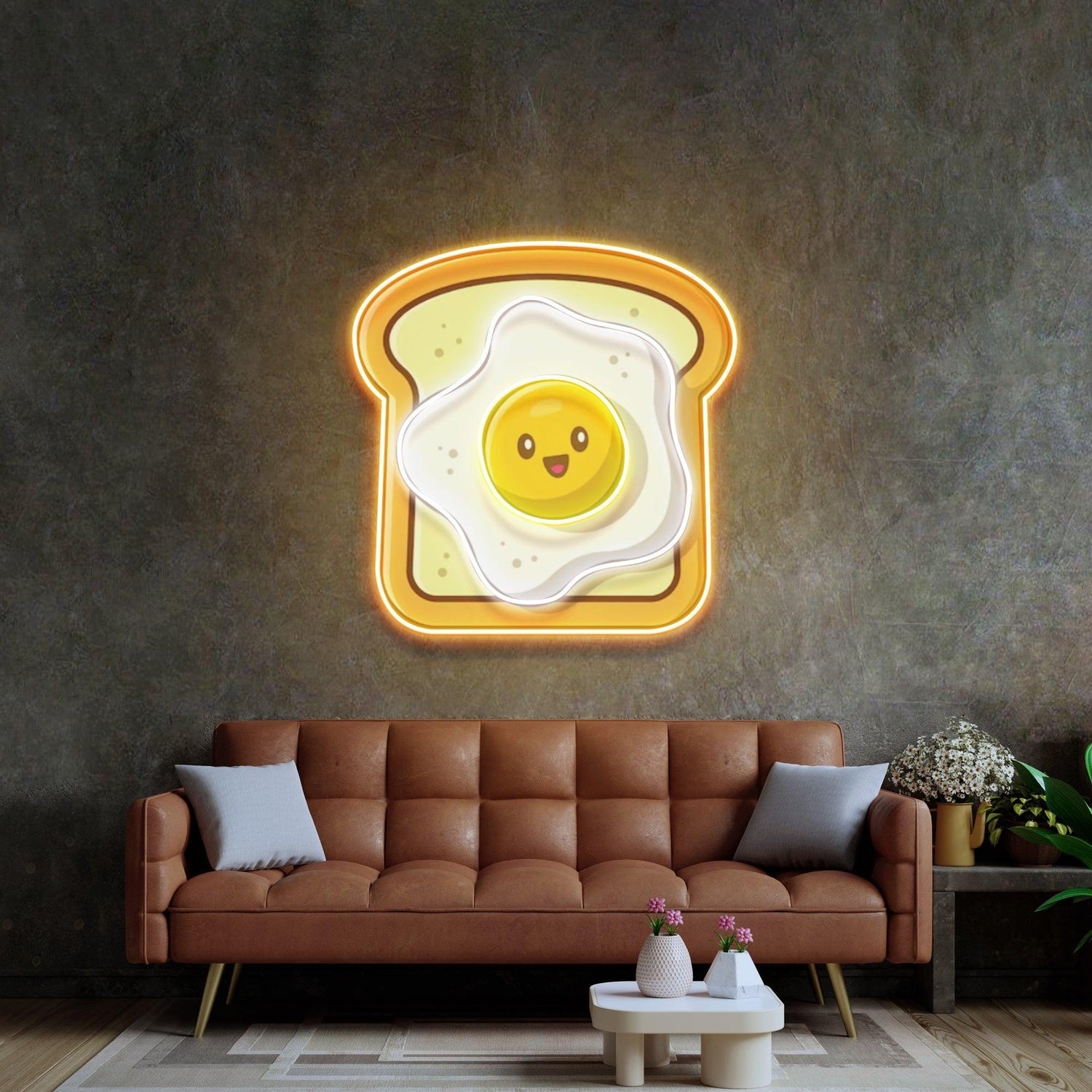 Eggs On Toast Yellow White Uv Printed Led Neon Sign Kitchen Living Room Decor | Shineneon
