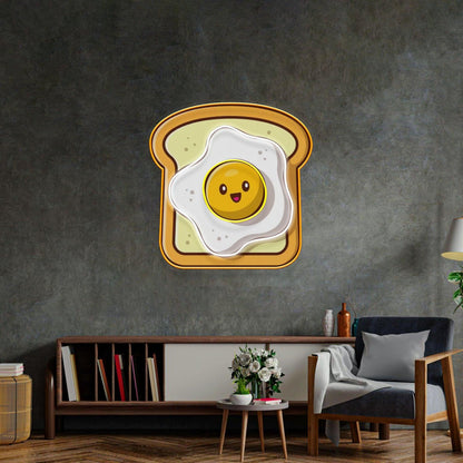 Eggs On Toast Yellow White Uv Printed Led Neon Sign Kitchen Living Room Decor | Shineneon