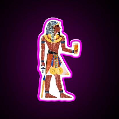 Egyptian Drinking Craft Beer Graphic Beer Bar Decor Led Neon Sign Rgb Color - Neon sign mounted on wall in room