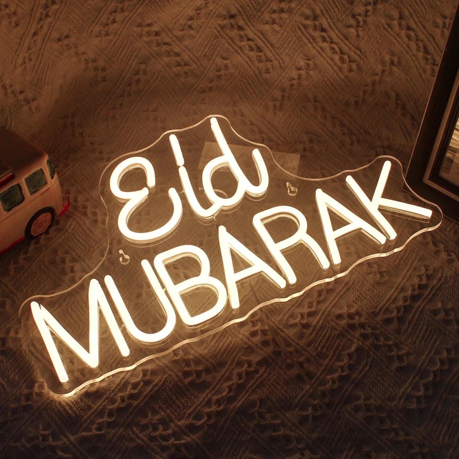 Eid Mubarak White Led Neon Sign Elegant Indoor Decor For Festive Celebrations | Shineneon