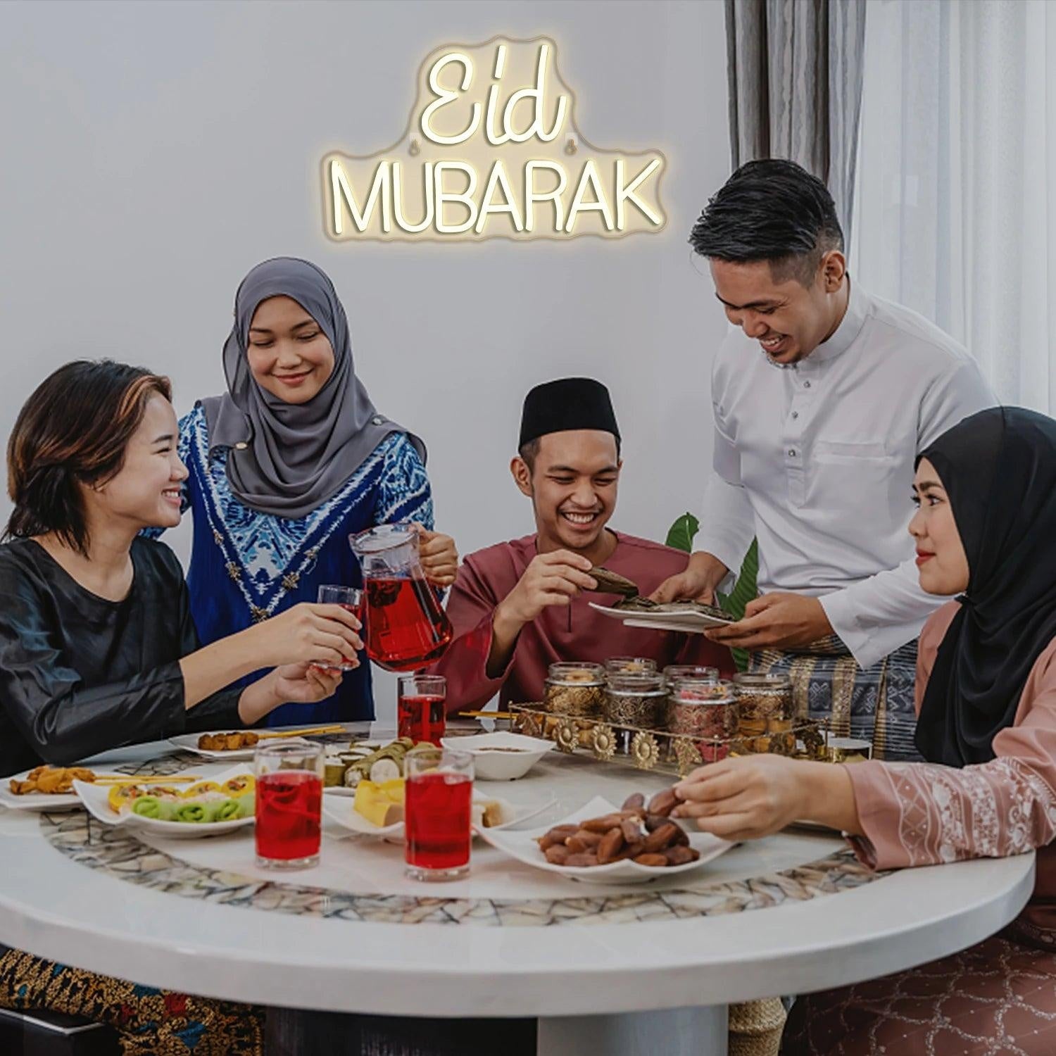 Eid Mubarak White Led Neon Sign Elegant Indoor Decor For Festive Celebrations | Shineneon