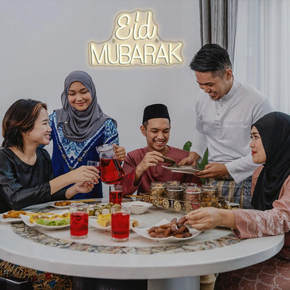 Eid Mubarak White Led Neon Sign Elegant Indoor Decor For Festive Celebrations | Shineneon