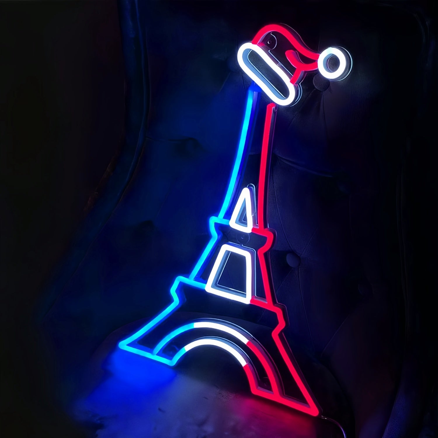 Eiffel Tower With Santa Hat Neon Sign | Shineneon