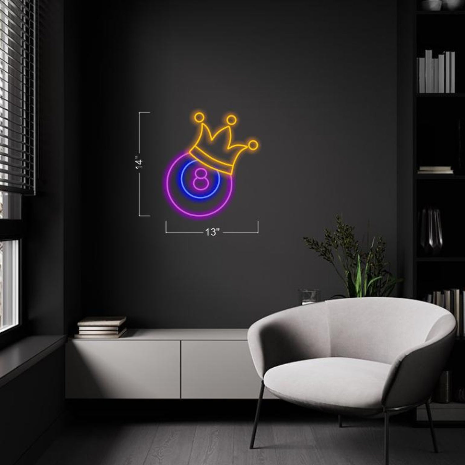 Eight Ball Crown Multicolor Led Neon Sign For Game Room Wall Art | Shineneon